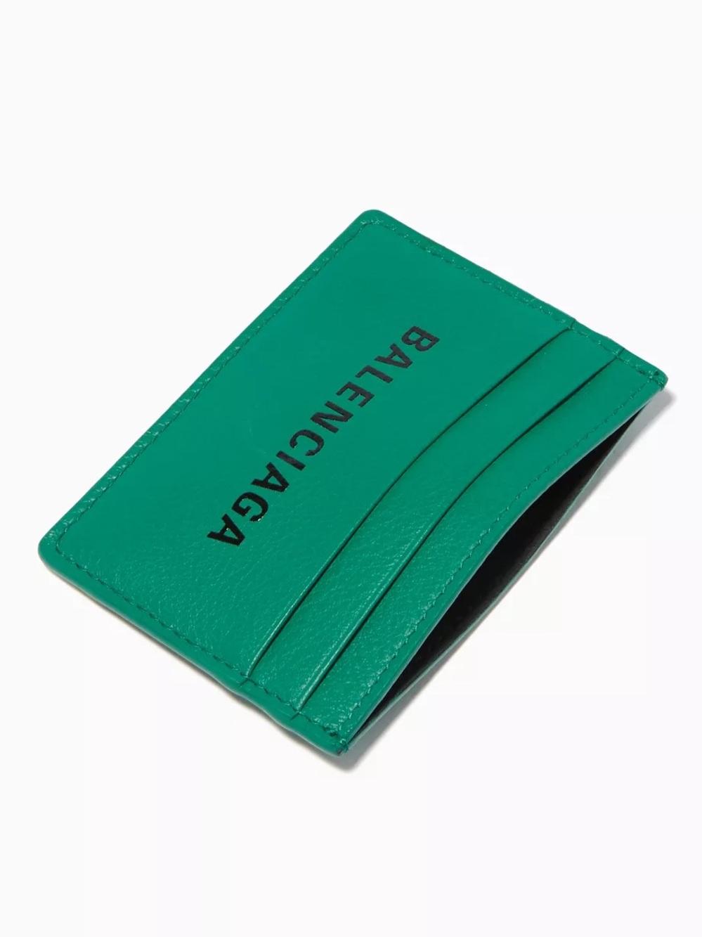 Balenciaga Everyday Logo Card Holder in Green Calfskin